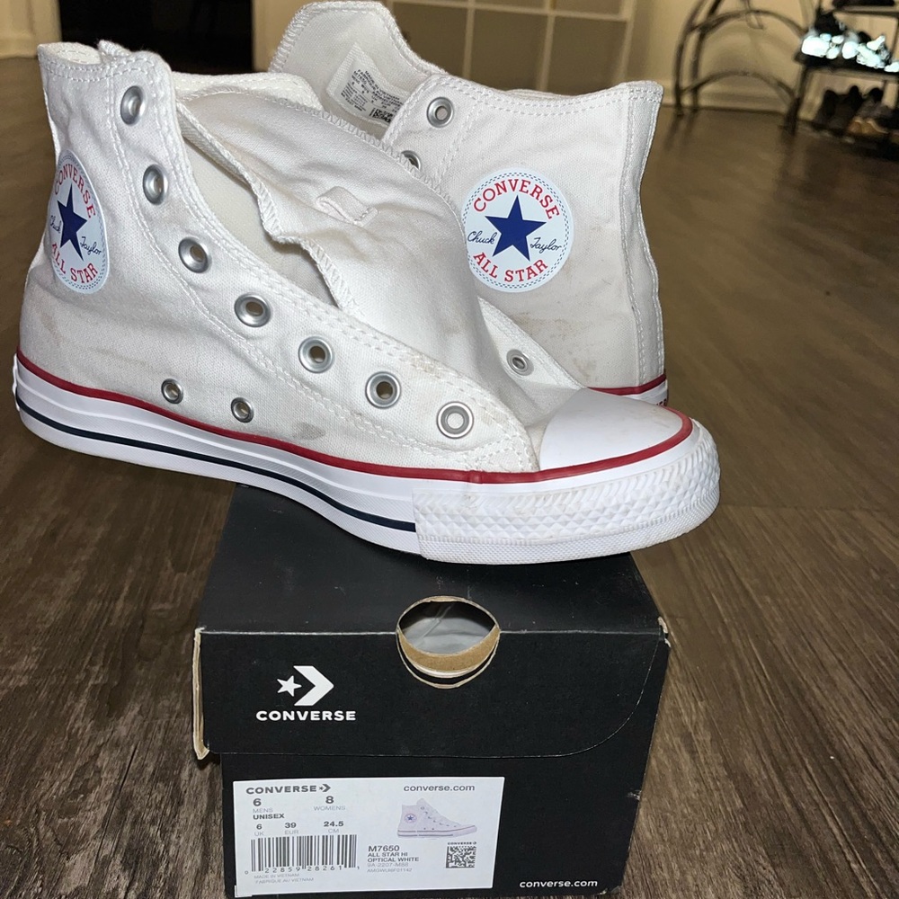 All white high top converse size 6 men / 8 women . - Picture 6 of 6